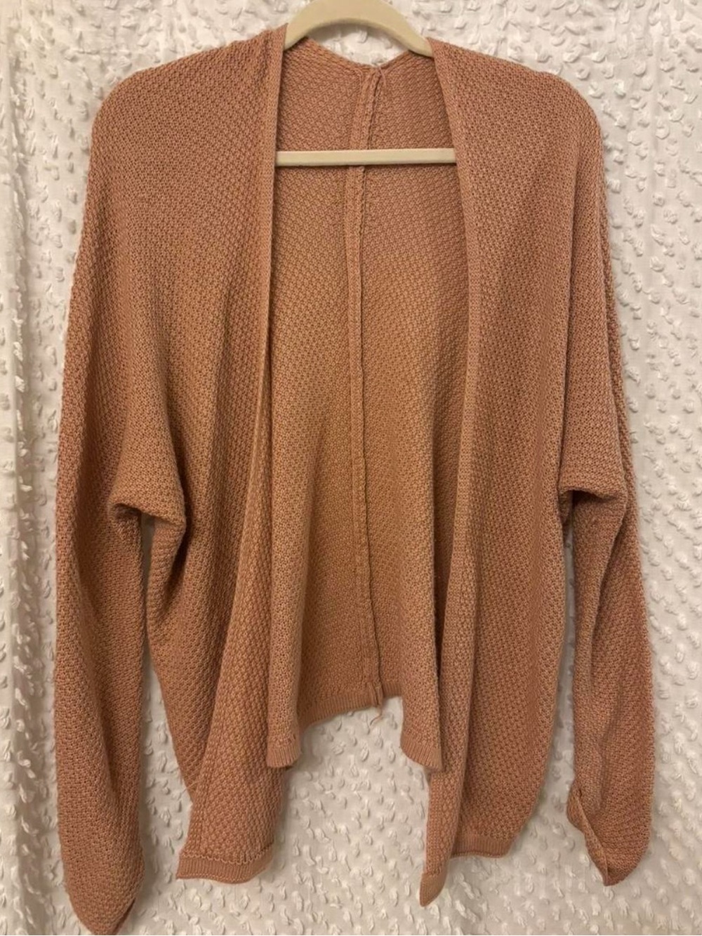 Open-Front Knit Cardigan Sweater in Dusty Rose
